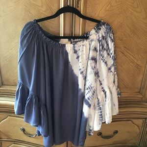 Elana blue and white tie dyed top